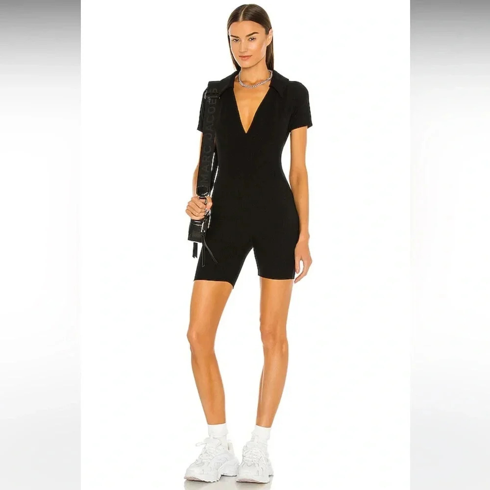 YEAR OF OURS Revolve Polo Romper in Black Size S